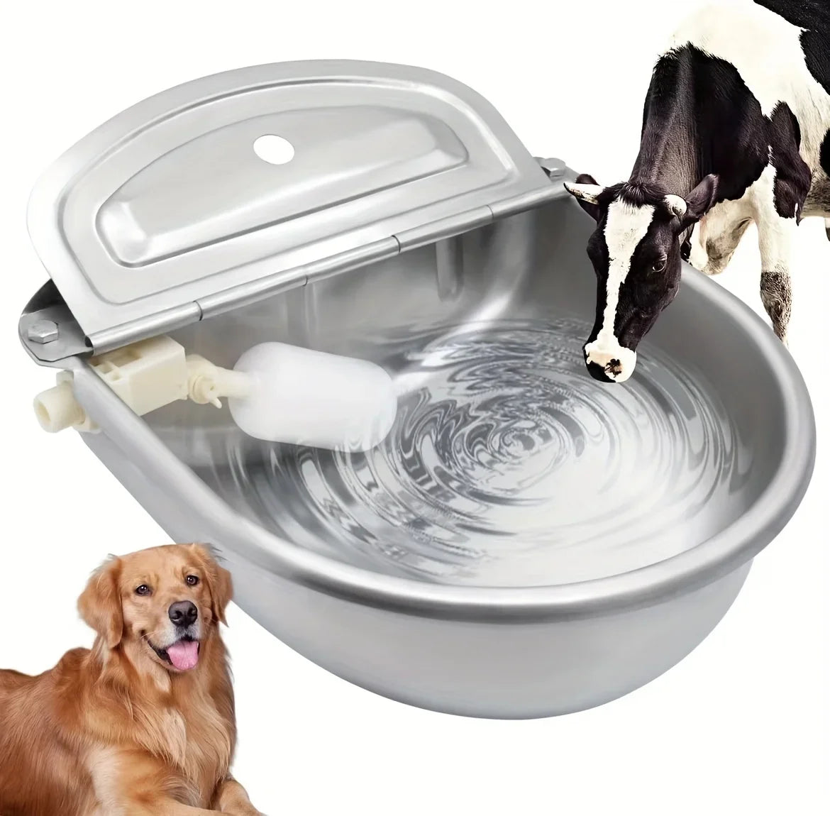 Damaly，Automatic Gravity-Fed Outdoor Pet Water Dispenser Bowl with Built-In Reservoir,  Dogs, Cats,Easyclean Material