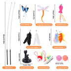 Pet Cat Toy Set Replacement Head Toy Suit Double Headed Interactive Cat Toy Handfree Cat Toy Stick for Floor Glass Door Panel