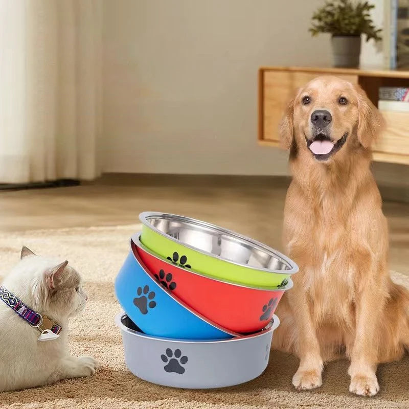 1PC A pet stainless steel cat and dog bowl is non slip Easy To Clean Durable Small Pet Bowl Stainless Steel Pet Food Bowl