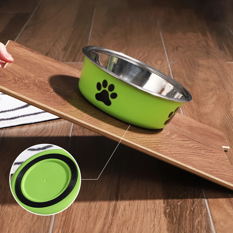 1PC A pet stainless steel cat and dog bowl is non slip Easy To Clean Durable Small Pet Bowl Stainless Steel Pet Food Bowl