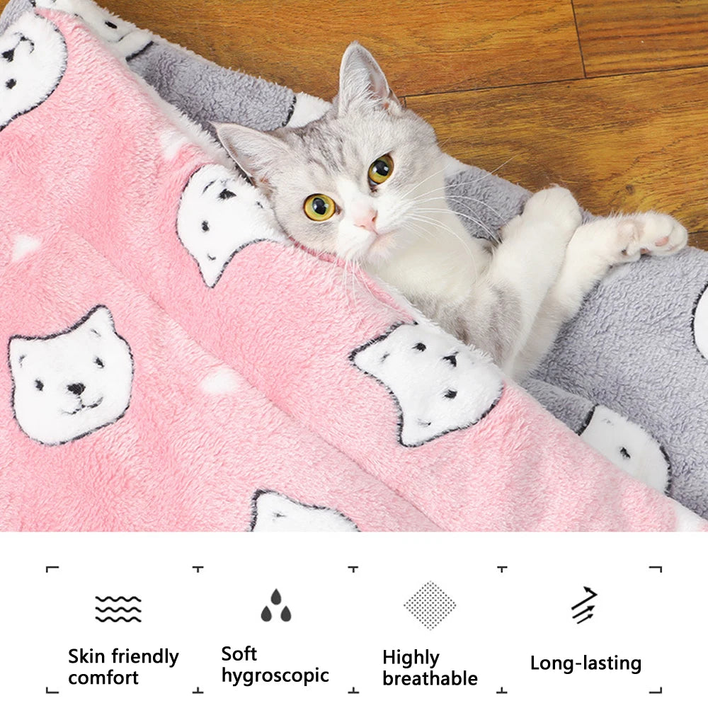 Cute Small Dog Mat Double-sided Use Winter Warm Medium Cat Sofa Blanket Skin-friendly Puppy Bed Cushion Pet Bed Accessories