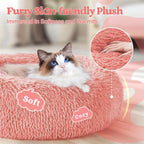 Soft Long Plush Cat House Beds dog Calm Warm Faux Fur Bed Donut Round Comfortable Sleeping Bed Washable for Small Medium Dog Cat