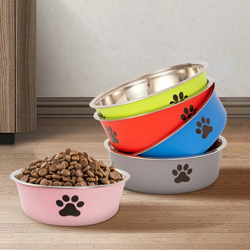 1PC A pet stainless steel cat and dog bowl is non slip Easy To Clean Durable Small Pet Bowl Stainless Steel Pet Food Bowl