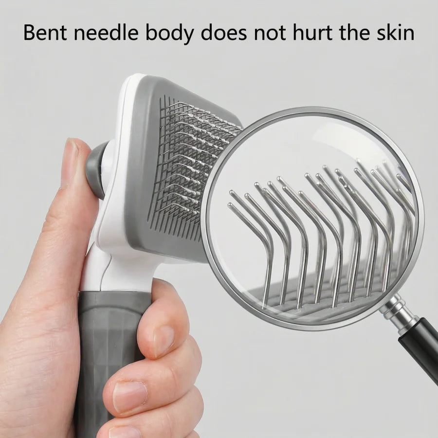 1 PC Plastic Pet Grooming Brush with Massage Function, Round Bead Smooth Comb Head& Non-Slip Handle-Skin-Friendly Pet Hair Brush