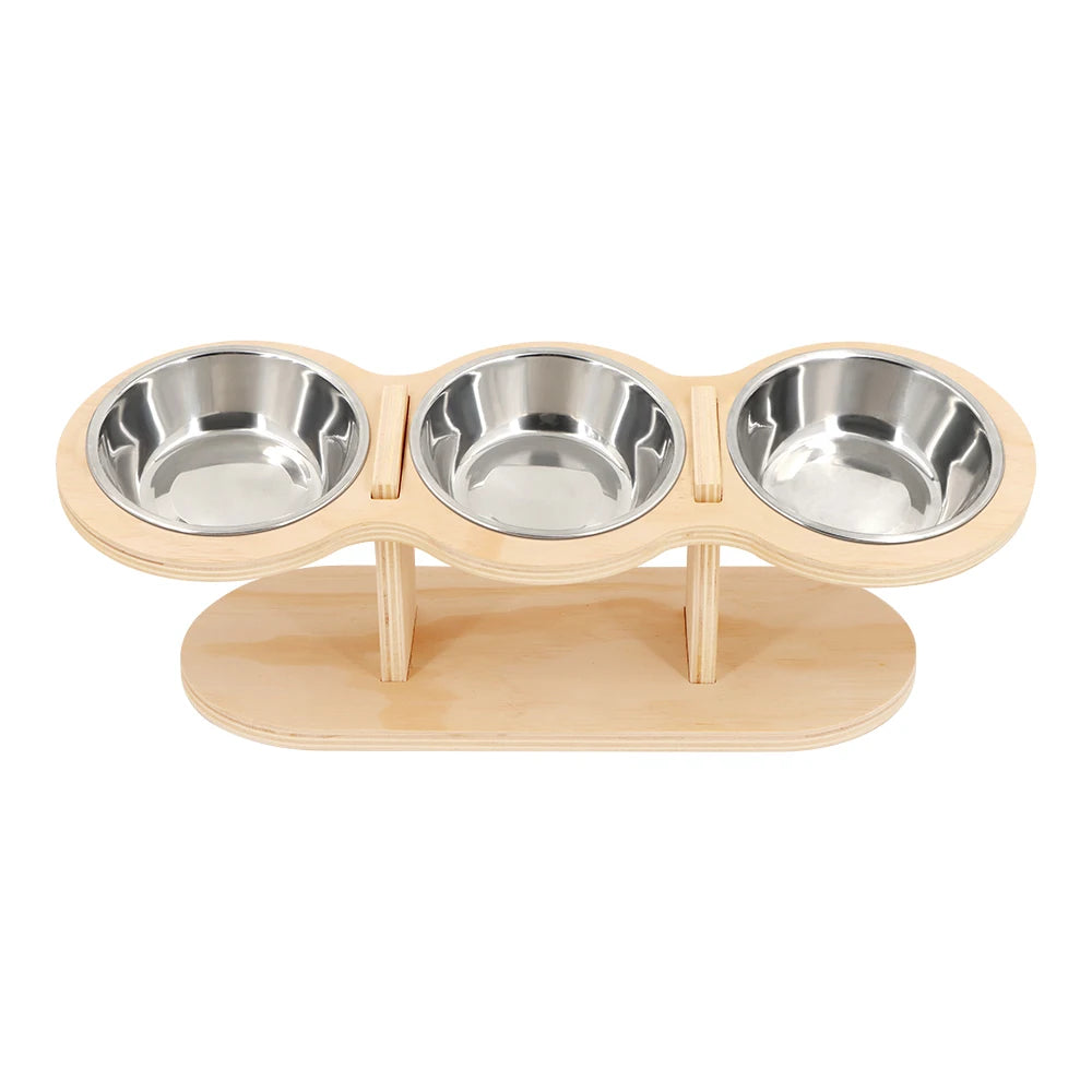 Cat Food Bowls 15° Tilted Pet Bowls for Cats Puppy Small Dogs Raised Adjustable Cat Bowl  Feeder  with 3 Stainless Steel Bowls