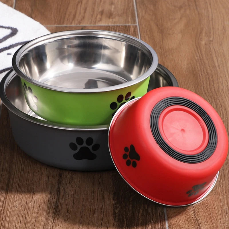 1PC A pet stainless steel cat and dog bowl is non slip Easy To Clean Durable Small Pet Bowl Stainless Steel Pet Food Bowl
