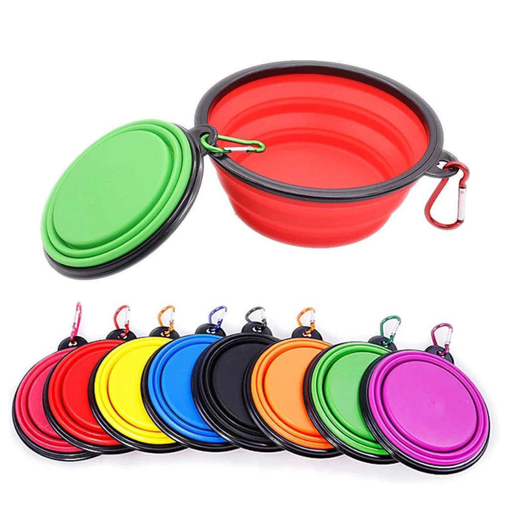 Silicone Portable Pet Folding Bowl 350/1000ML Cat Feeder with Hanging Hook Outdoor Cat Cat Food Bowl Pet Accessories