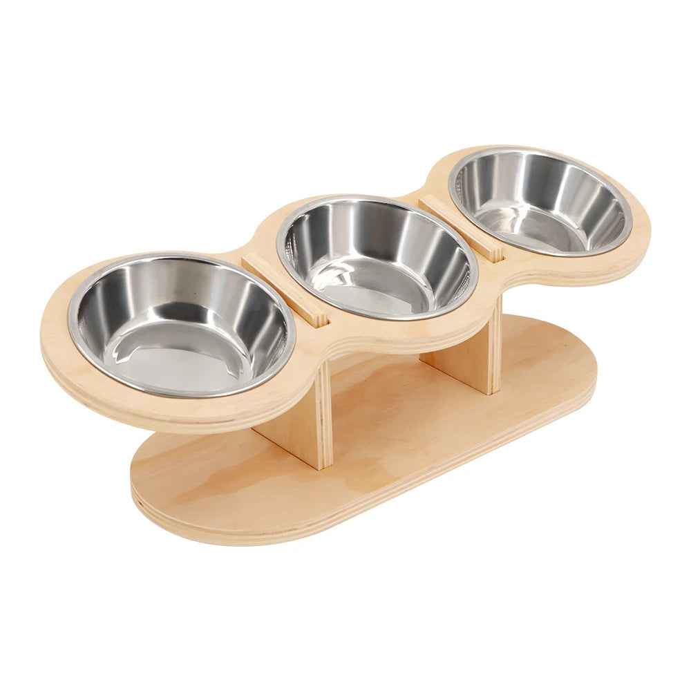 Cat Food Bowls 15° Tilted Pet Bowls for Cats Puppy Small Dogs Raised Adjustable Cat Bowl  Feeder  with 3 Stainless Steel Bowls
