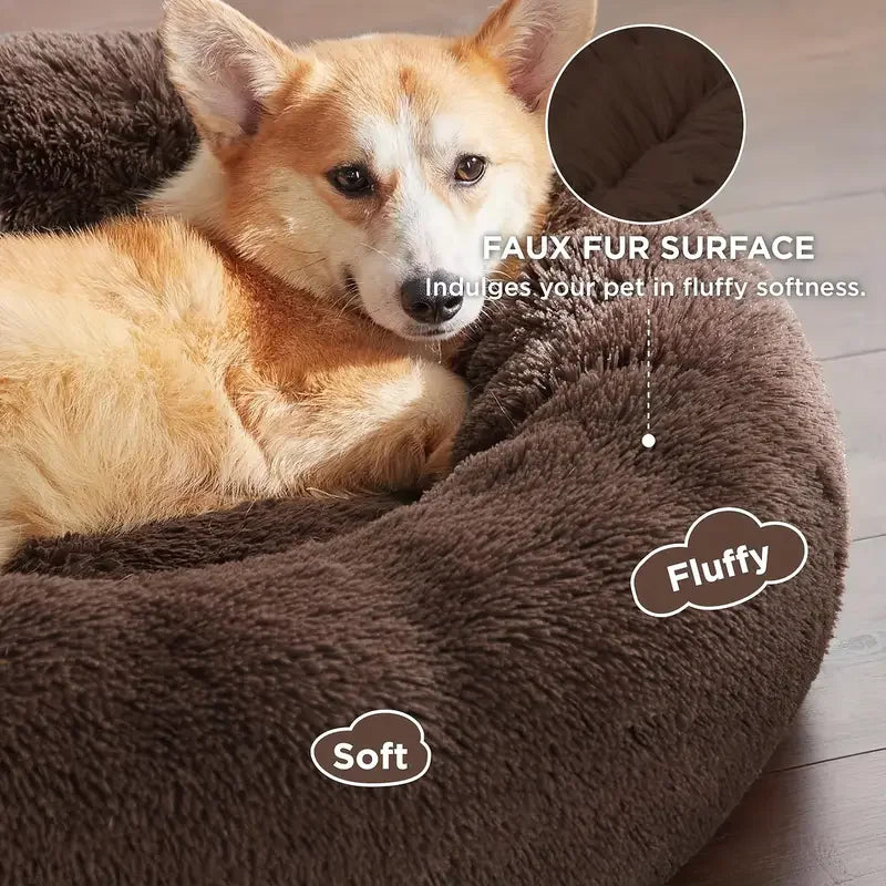 40-90cm Soft Large Cat Bed Round Warm Winter Plush Medium Dog Sofa Bed Full Filling Small Dog House Soft Cat Kennel Accessories