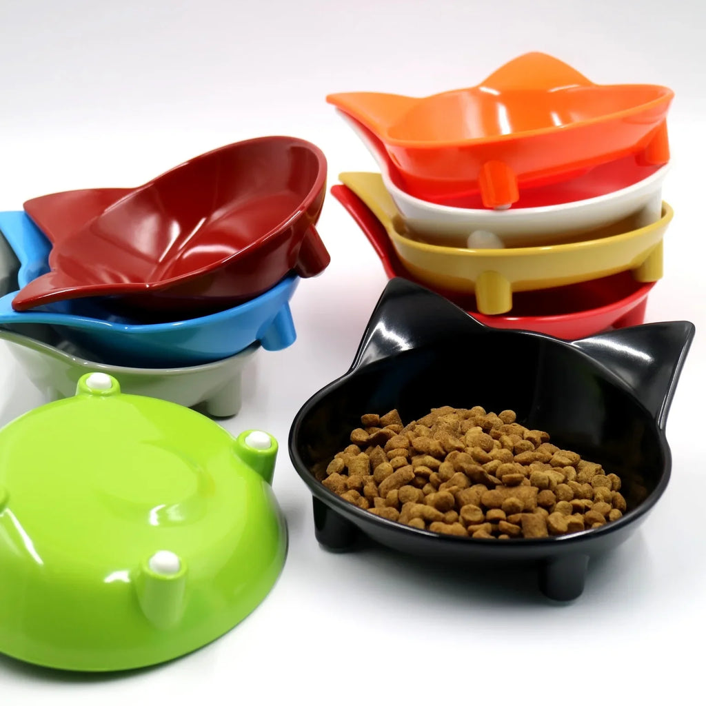 Pet Bowl Melamine Non-slip Cute Cat-shaped Color Melamine Cat Bowl Pet Supplies