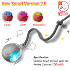 New Cat Interactive Ball Toy Automatic Rolling Ball Faux Tail Rechargeable Smart Pet Electric Toy Dog Cat Training Imitate Mouse