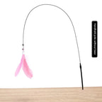 Cat Toy Cat Teaser Stick With Bell Extended Rod Suction Cup Self High And Durable Bite Teaser Tool Replaceable Feather Head