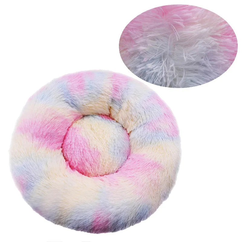40-90cm Soft Large Cat Bed Round Warm Winter Plush Medium Dog Sofa Bed Full Filling Small Dog House Soft Cat Kennel Accessories