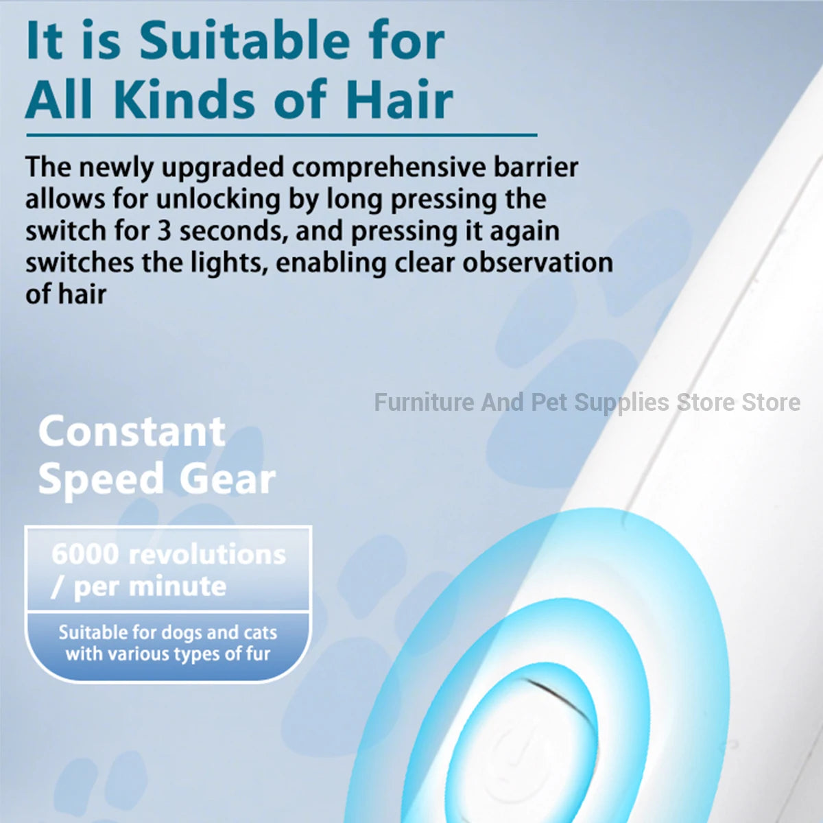 New LED/UV light dog paw trimmer fully waterproof pet hair trimmer with LED anti misoperation display screen dog and cat trimmer