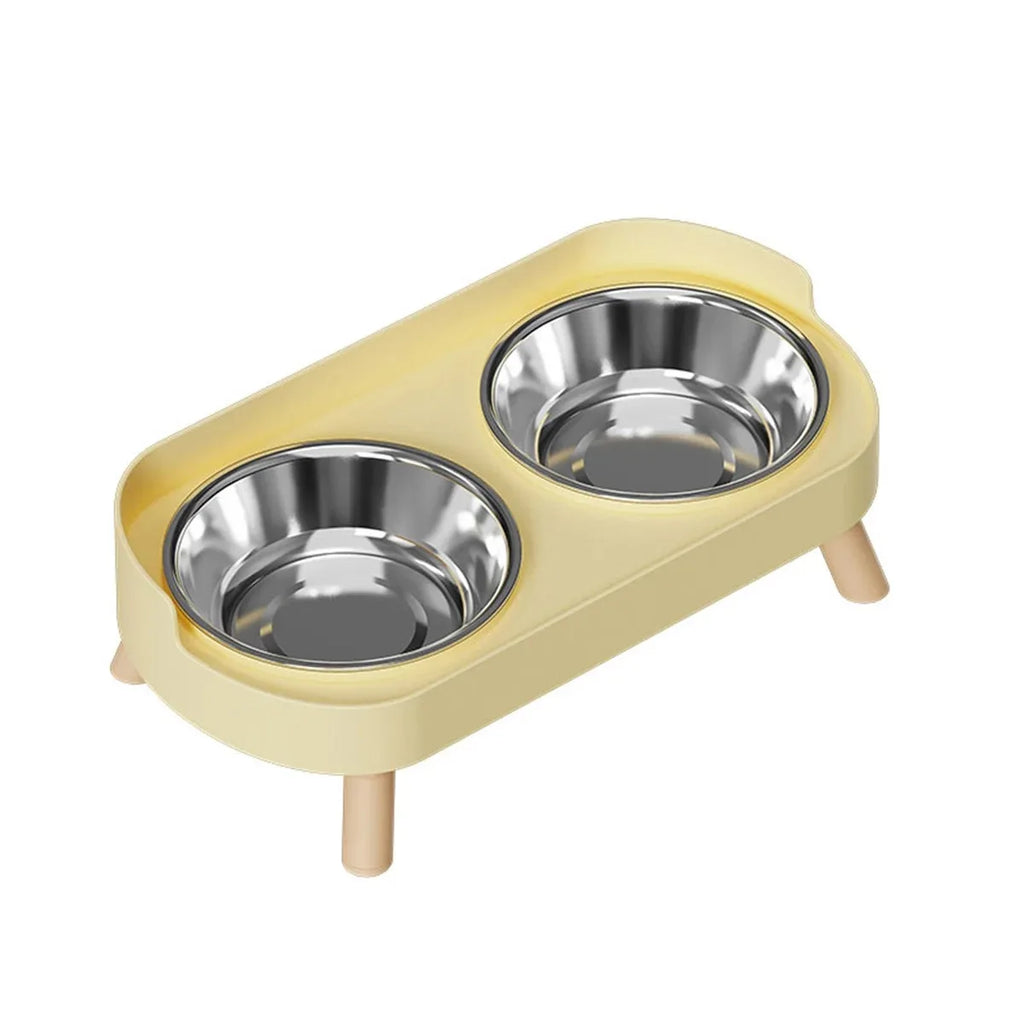 A Colorful Dopamine Pet Double Bowl Fashion Feeding Large Capacity Stainless Steel Dog Bowl Drinking Water Neck Cat Double Bowl