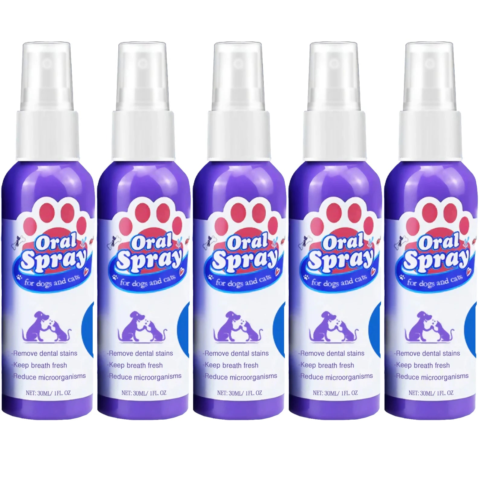 Pet Dental Spray for Dogs and Cats Freshen Breath Remove Plaque Tartar Oral Care Water Additive Easy Use 30ml No Brush Needed