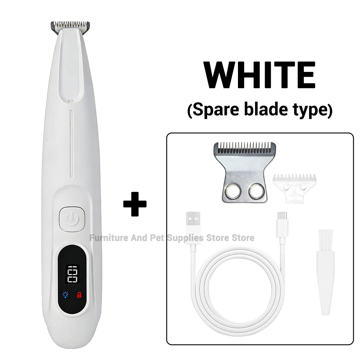 New LED/UV light dog paw trimmer fully waterproof pet hair trimmer with LED anti misoperation display screen dog and cat trimmer