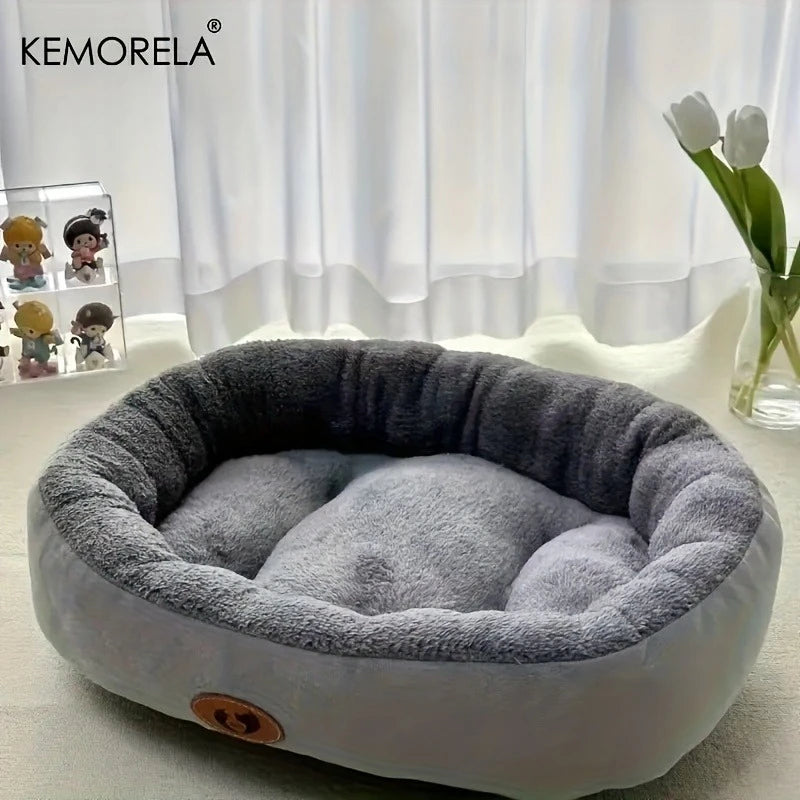 Cozy Oval Snuggle Pet Bed, Plush & Thickened Cat Bed Warm and Secure Bed for Cats and Small Medium Dogs, All Seasons