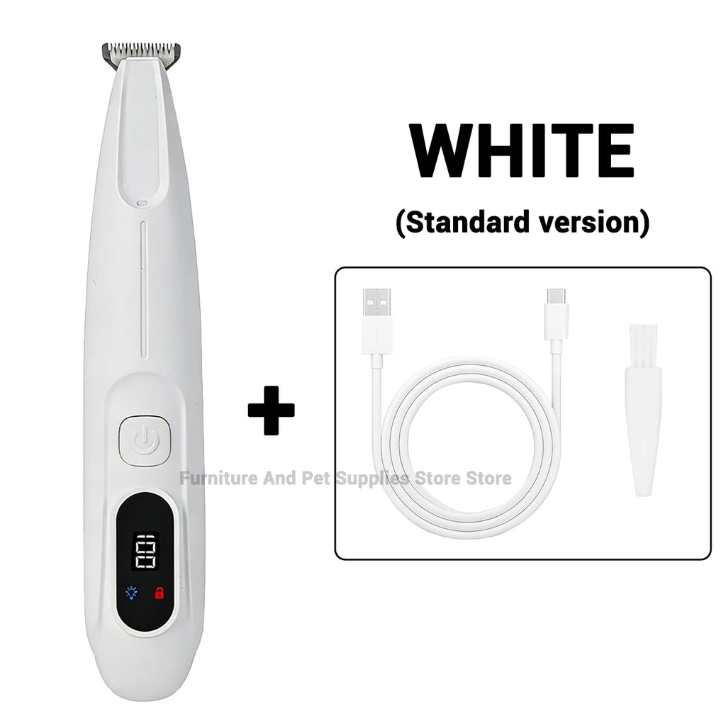 New LED/UV light dog paw trimmer fully waterproof pet hair trimmer with LED anti misoperation display screen dog and cat trimmer