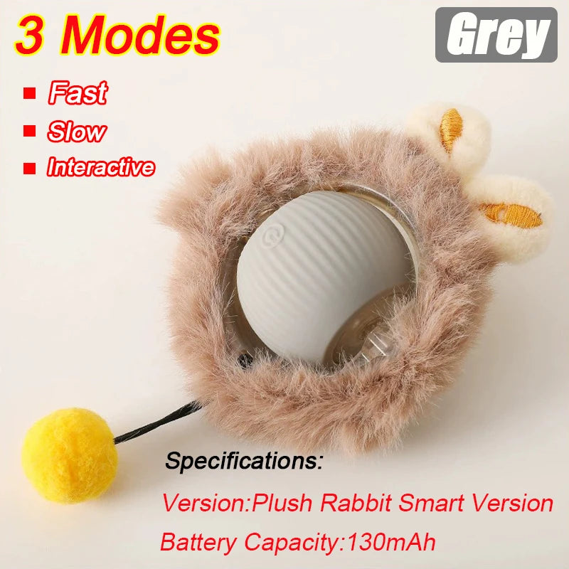 New Cat Interactive Ball Toy Automatic Rolling Ball Faux Tail Rechargeable Smart Pet Electric Toy Dog Cat Training Imitate Mouse