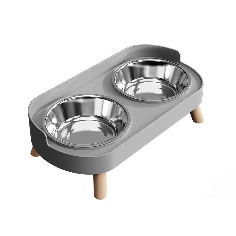 A Colorful Dopamine Pet Double Bowl Fashion Feeding Large Capacity Stainless Steel Dog Bowl Drinking Water Neck Cat Double Bowl
