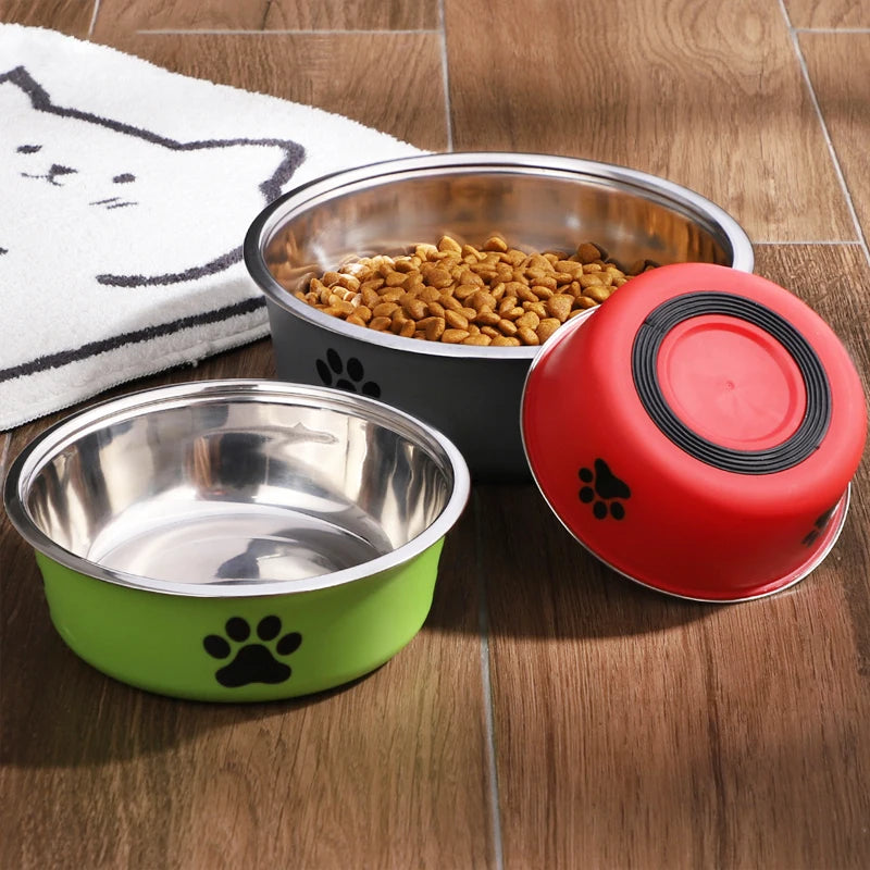 1PC A pet stainless steel cat and dog bowl is non slip Easy To Clean Durable Small Pet Bowl Stainless Steel Pet Food Bowl