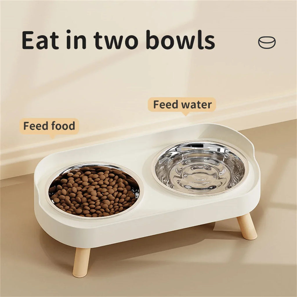 A Colorful Dopamine Pet Double Bowl Fashion Feeding Large Capacity Stainless Steel Dog Bowl Drinking Water Neck Cat Double Bowl