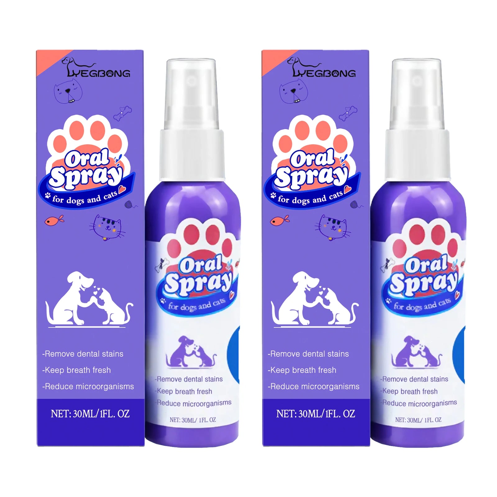 Pet Dental Spray for Dogs and Cats Freshen Breath Remove Plaque Tartar Oral Care Water Additive Easy Use 30ml No Brush Needed