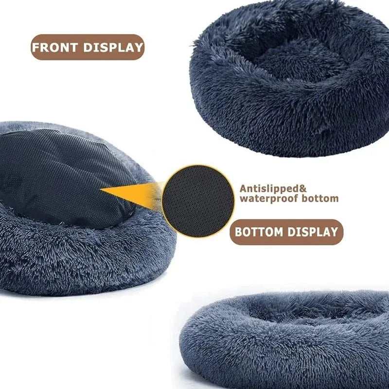 40-90cm Soft Large Cat Bed Round Warm Winter Plush Medium Dog Sofa Bed Full Filling Small Dog House Soft Cat Kennel Accessories