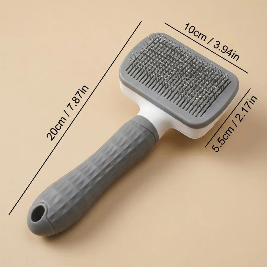 1 PC Plastic Pet Grooming Brush with Massage Function, Round Bead Smooth Comb Head& Non-Slip Handle-Skin-Friendly Pet Hair Brush