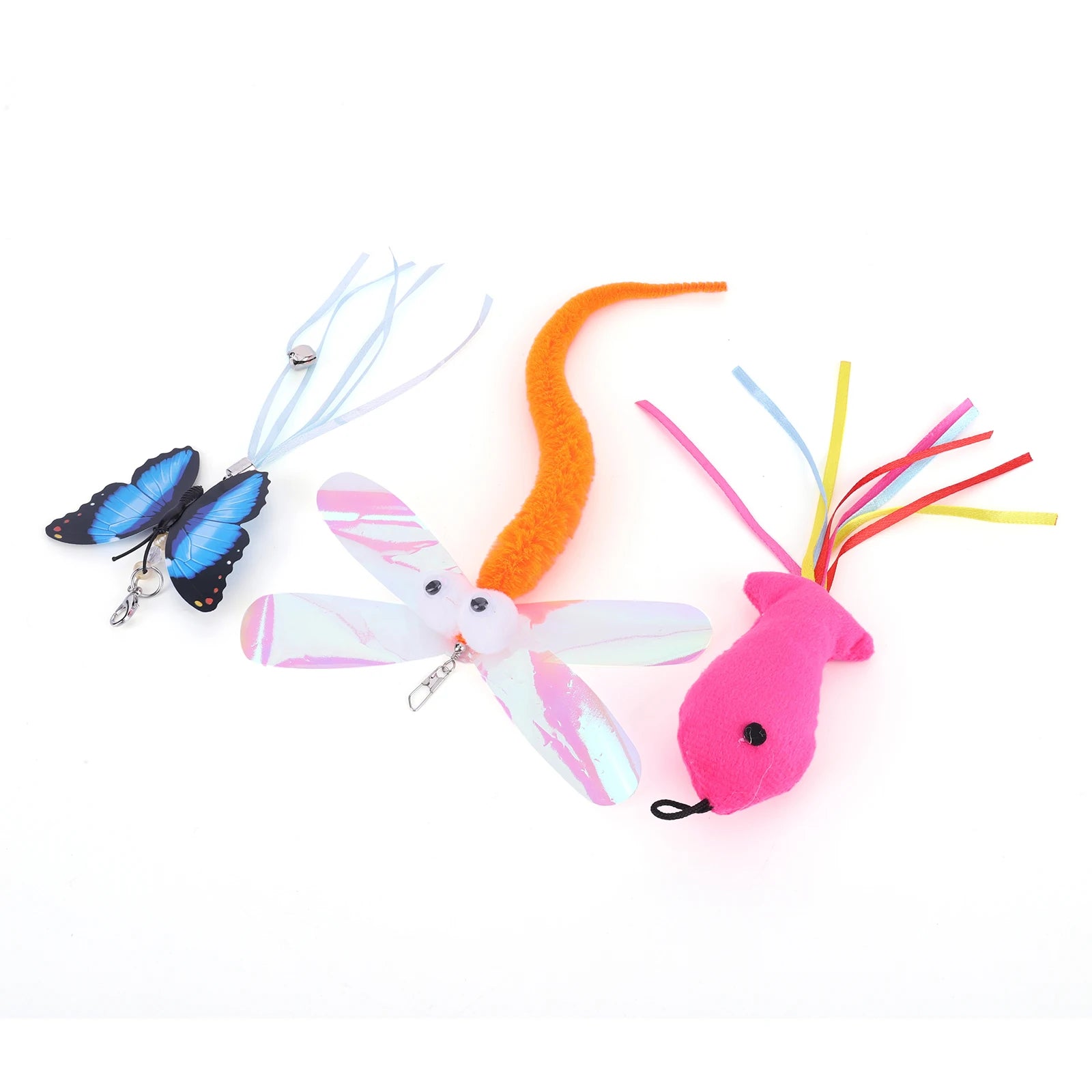 Pet Cat Toy Set Replacement Head Toy Suit Double Headed Interactive Cat Toy Handfree Cat Toy Stick for Floor Glass Door Panel