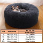 Soft Long Plush Cat House Beds dog Calm Warm Faux Fur Bed Donut Round Comfortable Sleeping Bed Washable for Small Medium Dog Cat