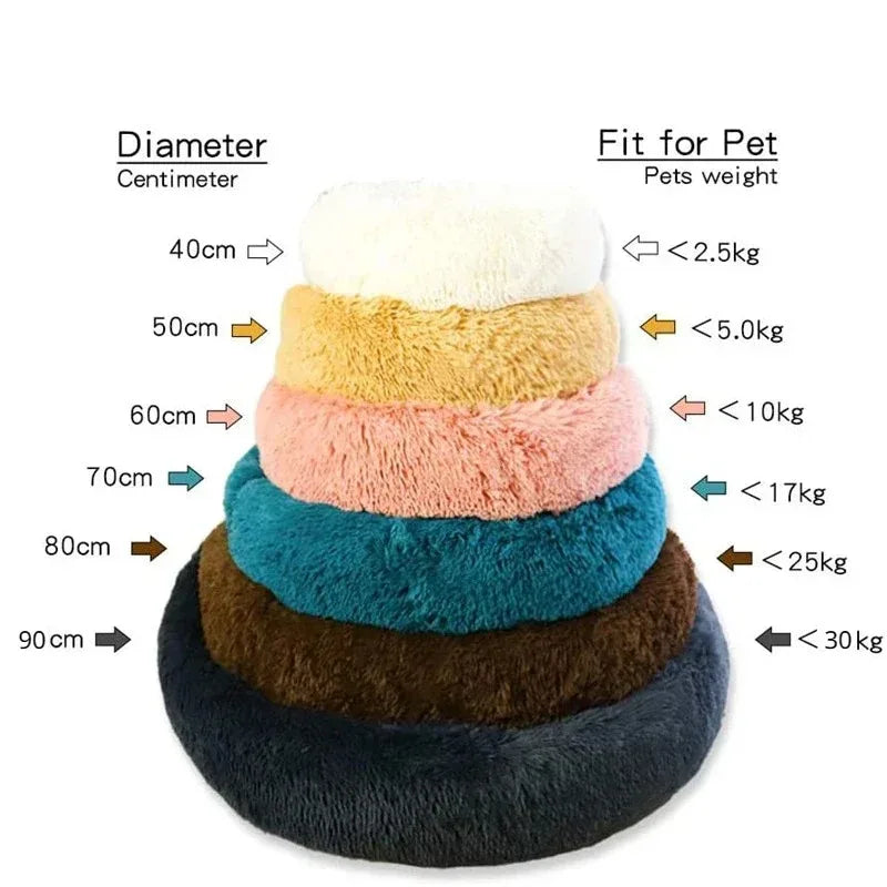 40-90cm Soft Large Cat Bed Round Warm Winter Plush Medium Dog Sofa Bed Full Filling Small Dog House Soft Cat Kennel Accessories